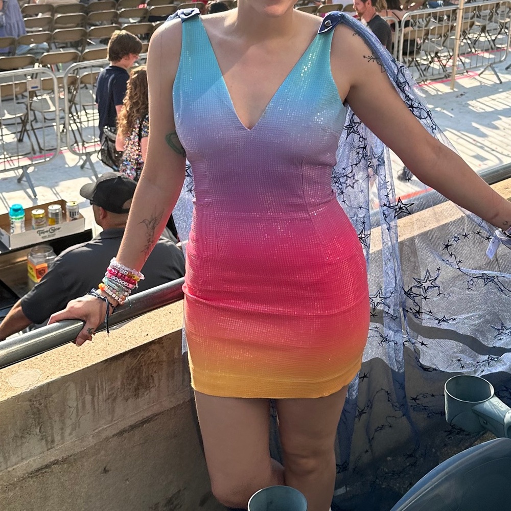 Runaway the Label Malibu mini dress small sunset ombre eras dress
